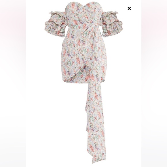 BNWT Pretty Little Thing Multi-Colour Off the Shoulder Dress - Size 2 - Picture 7 of 8